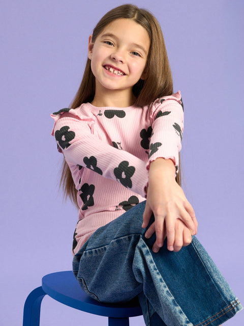 Sinsay Girl's Dusty Rose Long Sleeve Floral Blouse | Sinsay In Lebanon