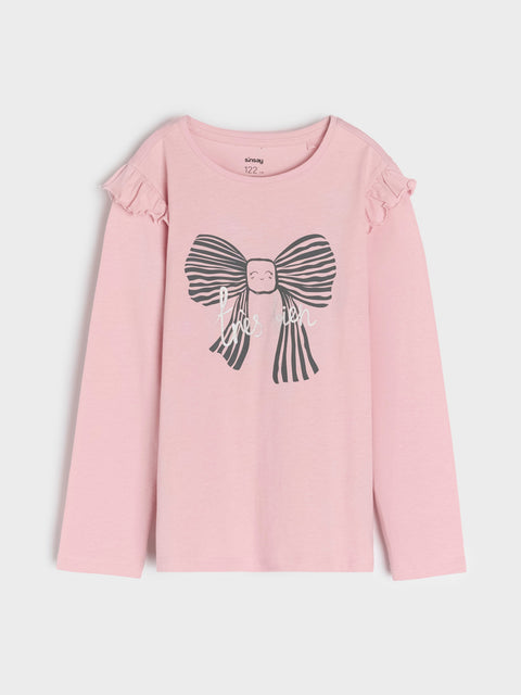 Sinsay Girl's Beige & Dusty Pink Bow Printed Pack Of 2 Long Sleeve Blouses | Sinsay In Lebanon