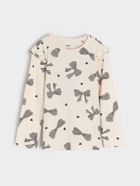 Sinsay Girl's Beige & Dusty Pink Bow Printed Pack Of 2 Long Sleeve Blouses | Sinsay In Lebanon