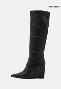 Steve Madden Women's Black Showout Leather Heeled Knee Boots |Steve Madden in Lebanon