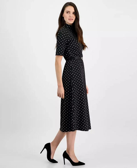 Anne Klein Women's Black Dotted Half Sleeve Dress | Anne Klein In Lebanon