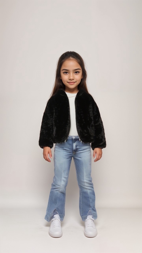 Terranova Girl's Black Fur Jacket |Terranova  in Lebanon