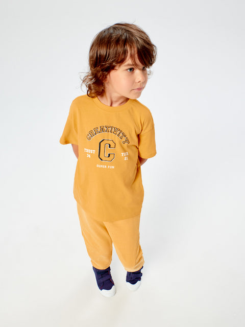 Sinsay Boy's Yellow Mustard Printed Crew Neck T-Shirt|Sinsay In Lebanon