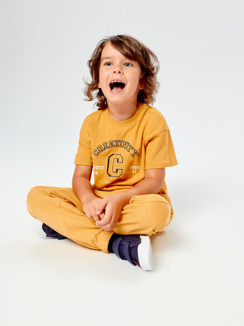 Sinsay Boy's Yellow Mustard Printed Crew Neck T-Shirt|Sinsay In Lebanon