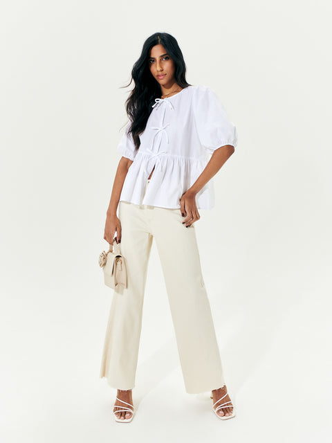 Sinsay Women's White 3/4 Sleeves Blouse | Sinsay In Lebanon