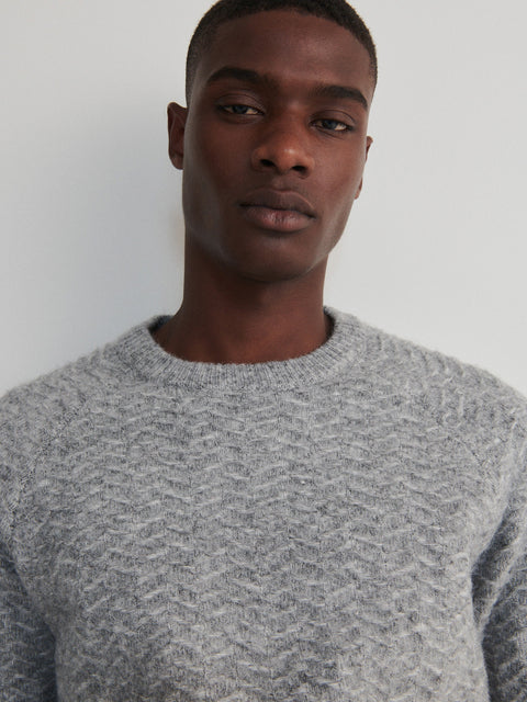 Reserved Men's Light Grey Structured Knit Sweater | Reserved In Lebanon