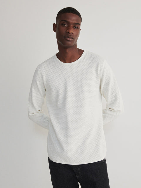 Reserved Men's White Structured Sweater | Reserved In Lebanon