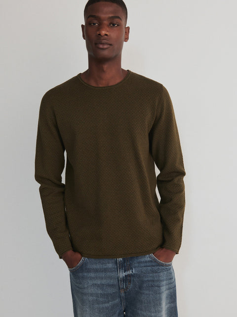 Reserved Men's Olive Green Structured Sweater | Reserved In Lebanon