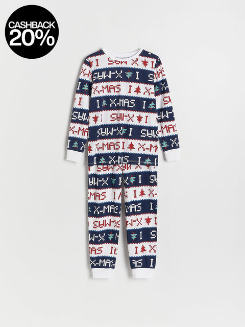 Children's onesie with Christmas pattern on a white background