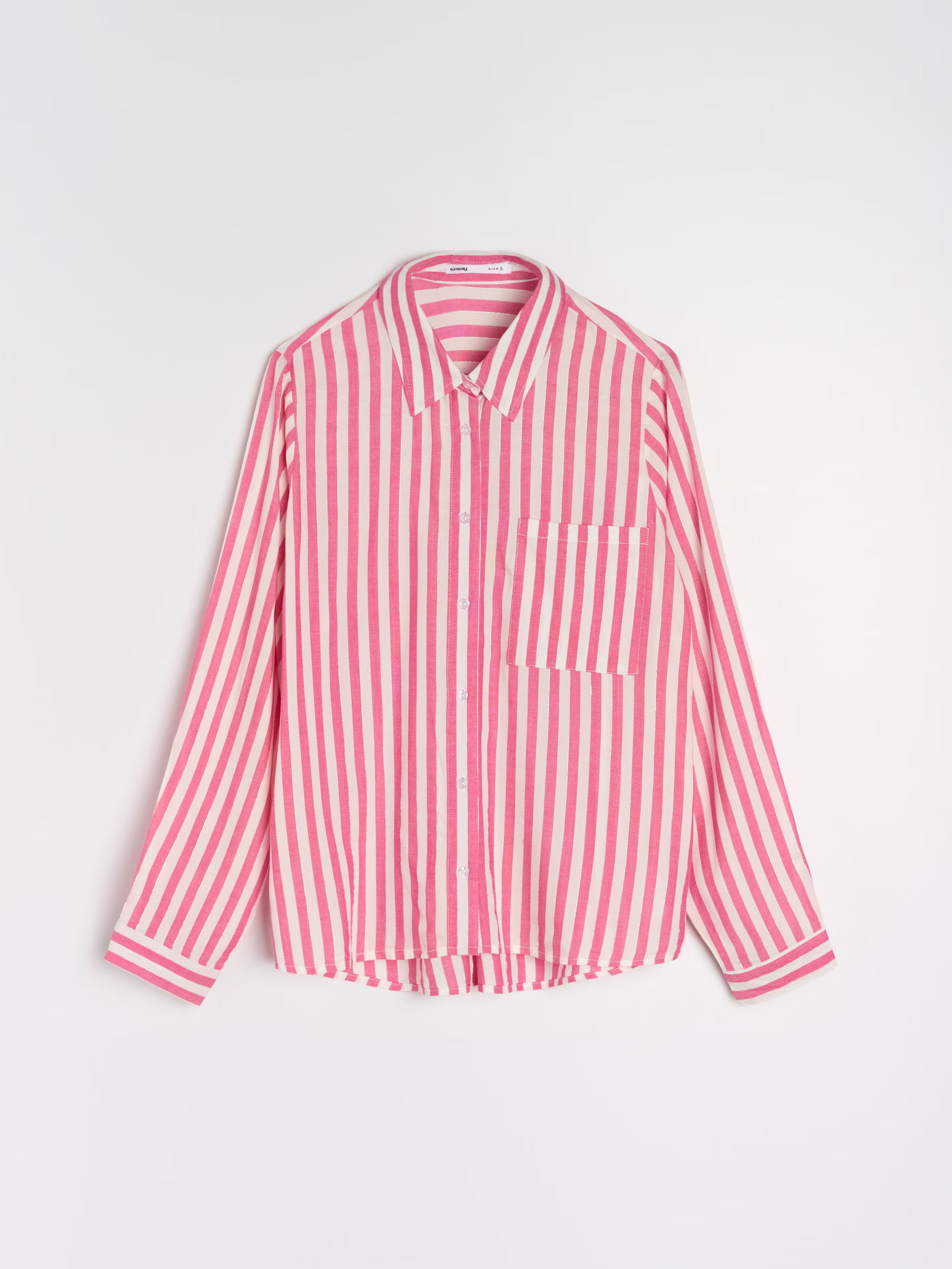 Sinsay Women's White & Pink Printed Viscose Shirt | Sinsay In Lebanon
