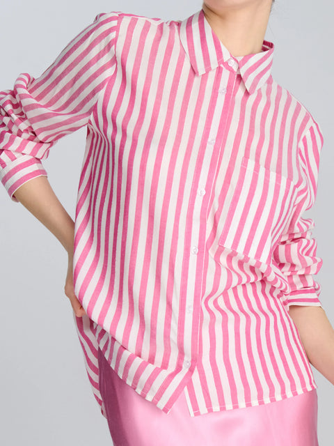 Sinsay Women's White & Pink Printed Viscose Shirt | Sinsay In Lebanon