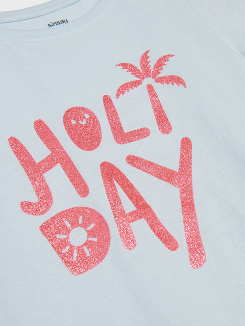 Sinsay Girl's Light Blue T-shirt With Print | Sinsay In Lebanon