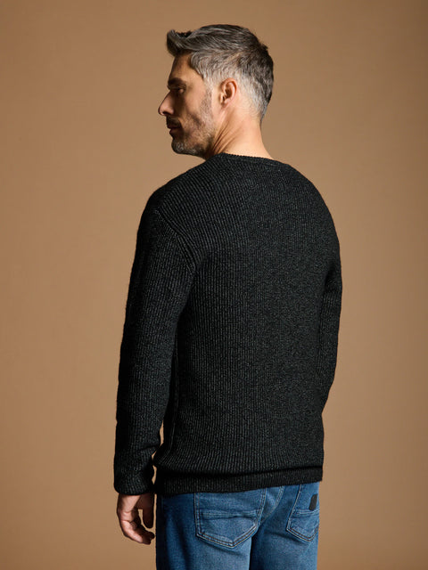 Sinsay Men's Black Marled Crew Neck Sweater | Sinsay in Lebanon