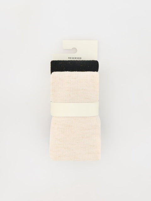 Reserved Girl's Black & Beige Metallic-Thread Tights 2-Pack |Reserved In Lebanon