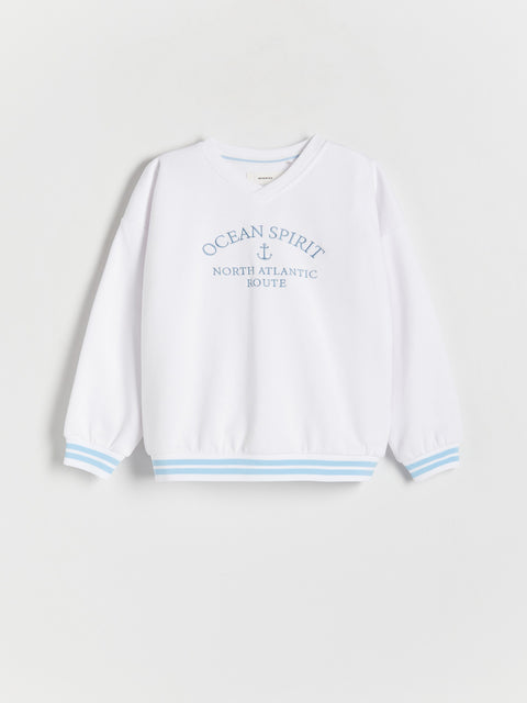 Reserved Boy's White Oversized Sweatshirt With A Slogan | Reserved In Lebanon