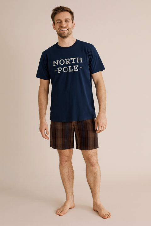 Reserved Men's Navy Two-piece Pajamas With A Christmas Print | Reserved In Lebanon