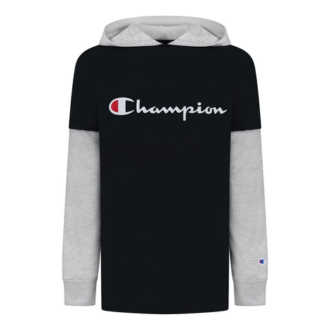 Champion Boy's Black & Grey Hoodie ABFK637 shr