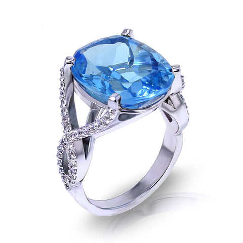 SD Women's Blue Silver Plated Ring| SD in Lebanon