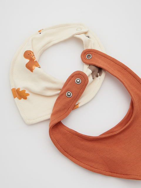 Reserved Baby Boy's Brown & Off White Set Of 2 Triangular Scarves | Reserved In Lebanon