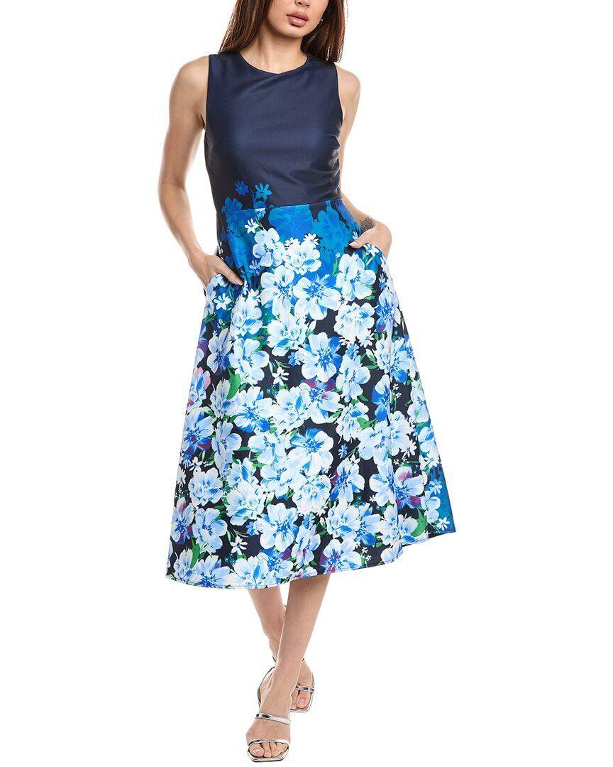 Donna Ricco Women's Navy & Multicolor Floral Sleeveless A-Line Midi Dress | Donna Ricco In Lebanon