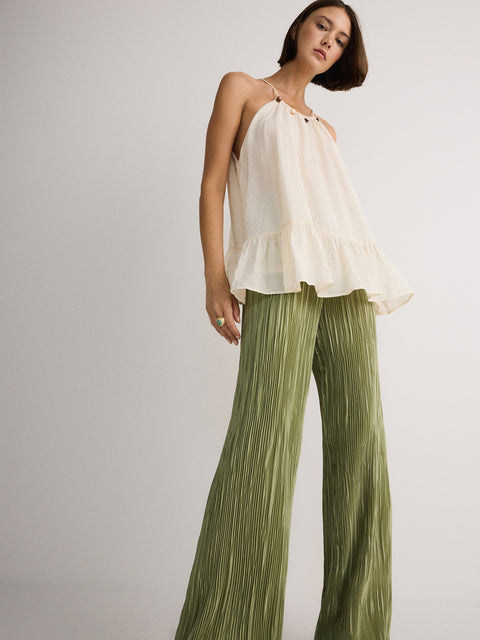 Reserved Women's Light Green Structured Trousers | Reserved In Lebanon