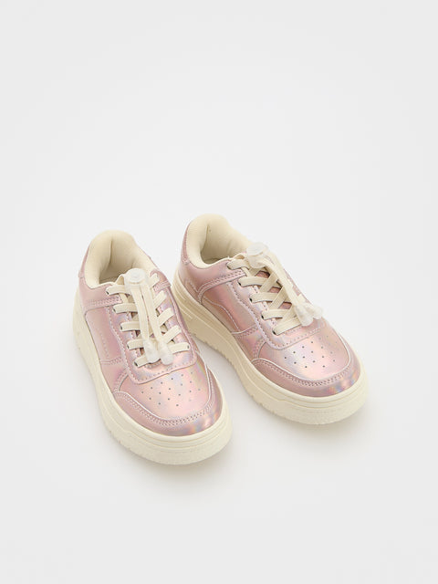 Reserved Girl's Pink holographic Effect Imitation Leather Sneakers | Reserved In Lebanon