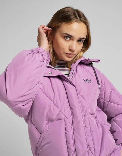 Lee Women's Purple Short Puffer Violet Relaxed Fit Jacket | Lee In Lebanon