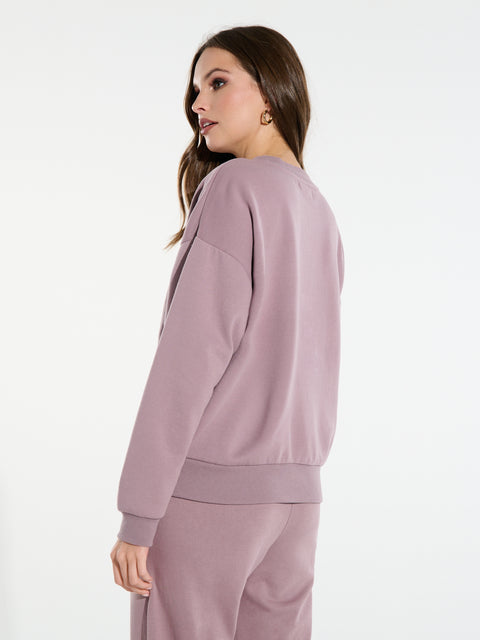 Sinsay Women's Dusty Rose Pullover Ribbed Edges Sweatshirt|Sinsay In Lebanon