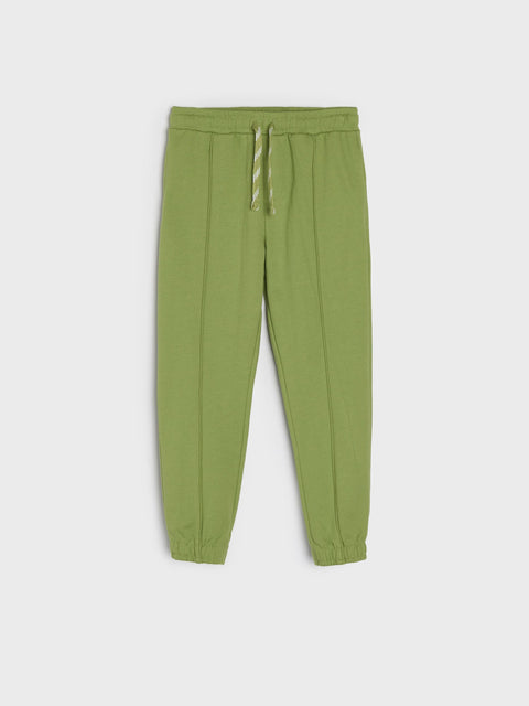 Green sweatpants on a white background