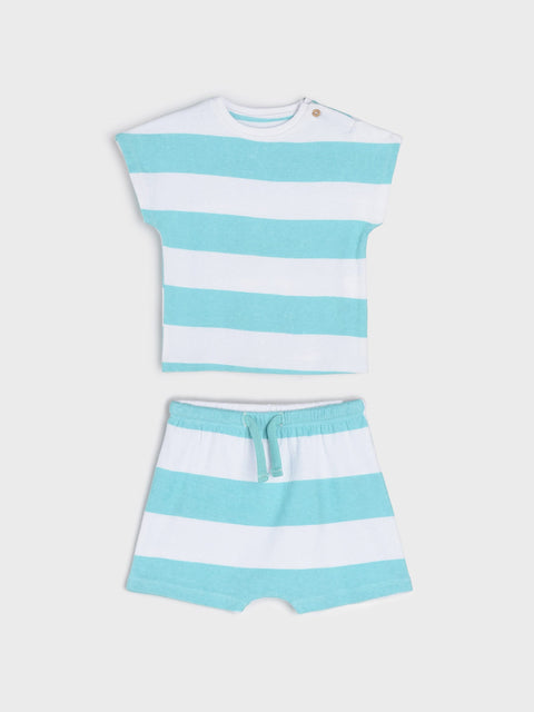 Sinsay Baby Boy's Aqua & White Stripped 2 Pieces Set | Sinsay In Lebanon