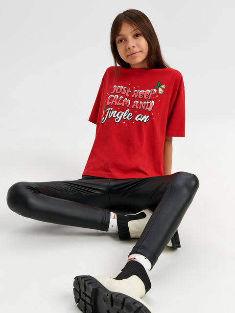 Sinsay Girl's Red Printed T-Shirt | Sinsay In Lebanon