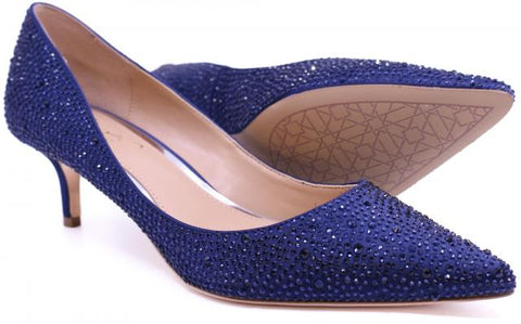 Jewel Badgley Mischka Women's Navy Wide Width Pointed Toe Kitten Heel | Jewel Badgley Mischka In Lebanon