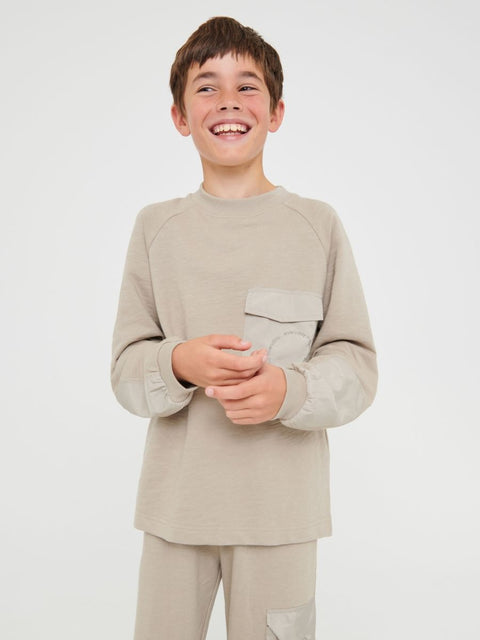 Sinsay Boy's Greige One Pocket Long Sleeve Sweatshirt |Sinsay In Lebanon