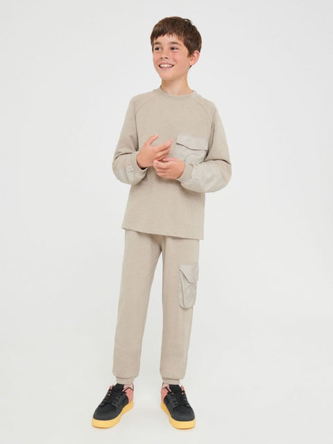 Sinsay Boy's Greige One Pocket Long Sleeve Sweatshirt |Sinsay In Lebanon