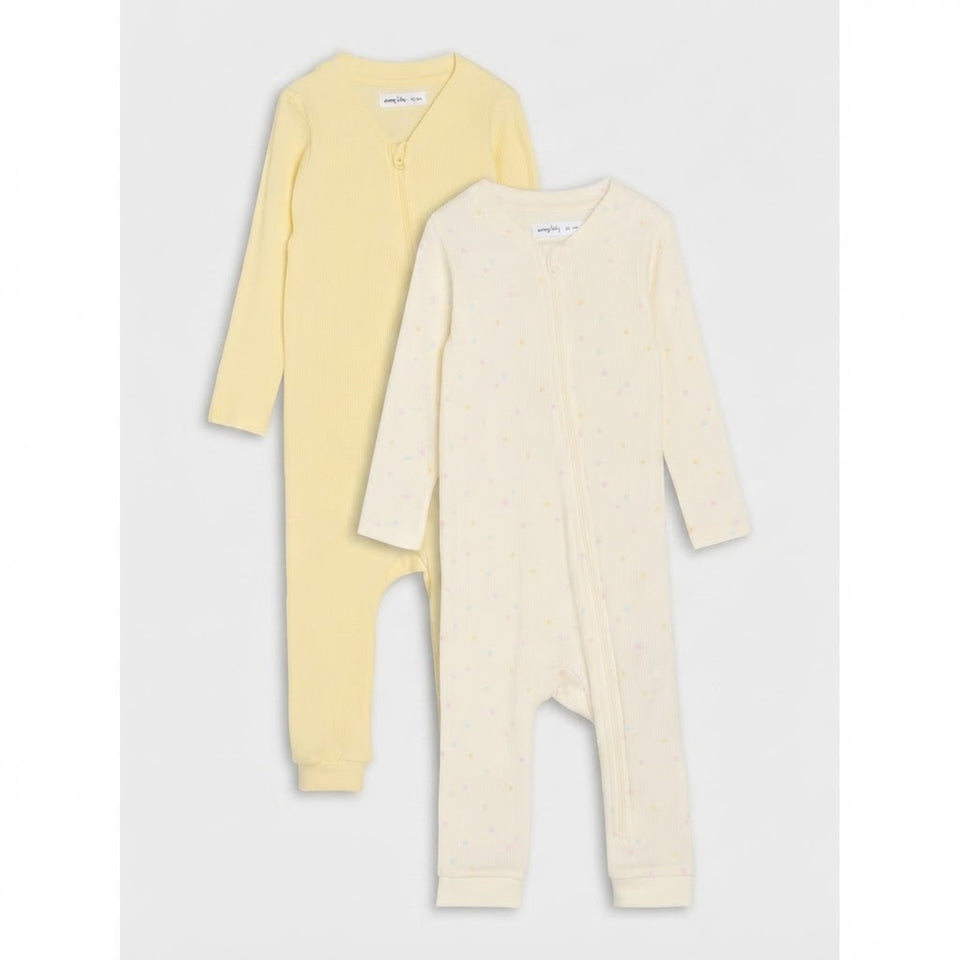 Sinsay Baby Cream & Light Yellow Long Sleeve 2-Pack Overall