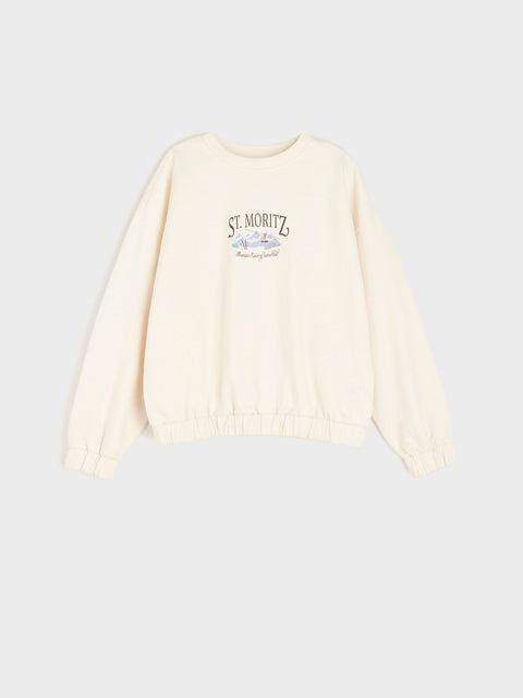 Sinsay Girl's Off White Sweatshirt With A Print | Sinsay In Lebanon