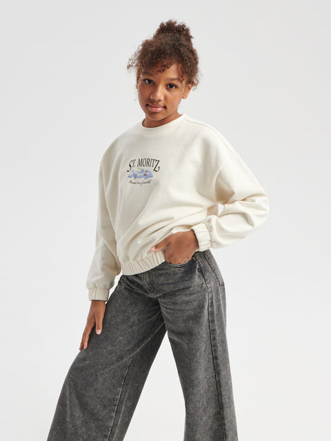 Sinsay Girl's Off White Sweatshirt With A Print | Sinsay In Lebanon