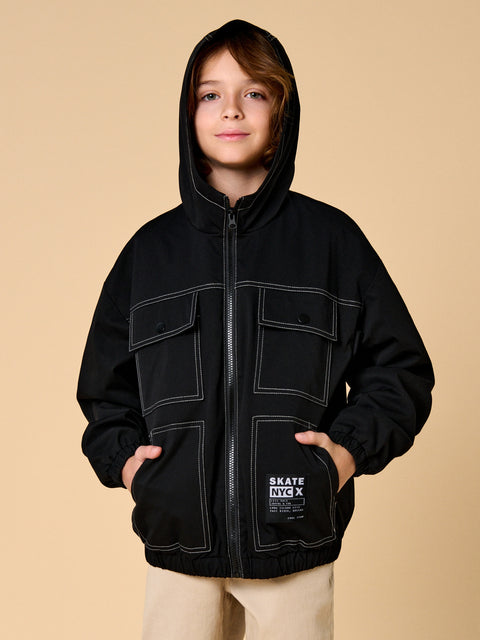 Sinsay Boy's Black Hooded Denim Jacket|Sinsay In Lebanon