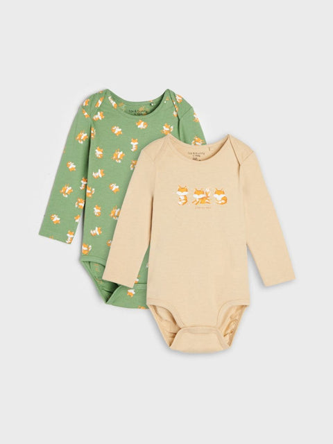 Sinsay Baby Boy's Beige & Green Bodysuit Set Of 2 pcs  |Sinsay In Lebanon