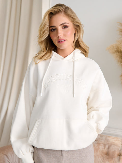 Sinsay Women's Off White Printed Sports Hoodie|Sinsay In Lebanon