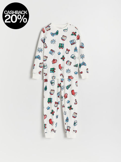 Reserved Boy's White Printed Pajama Set | Reserved In Lebanon