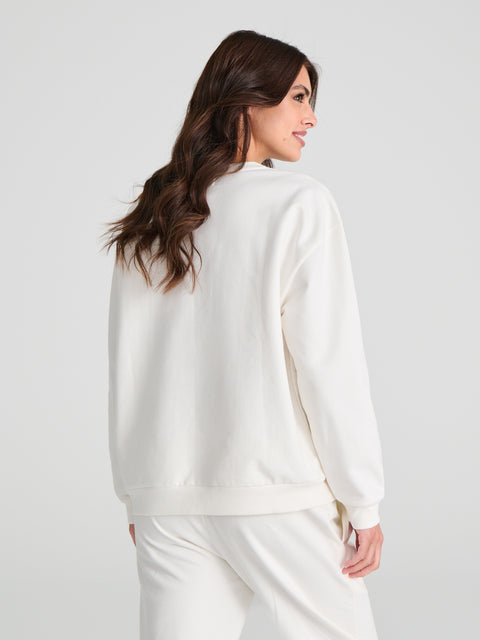 Sinsay Women's Cream Printed Crew Neck Long Sleeve Sweatshirt|Sinsay In Lebanon