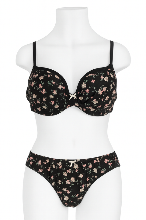 Demar Women's Black Floral Lingerie Set | Demar In Lebanon