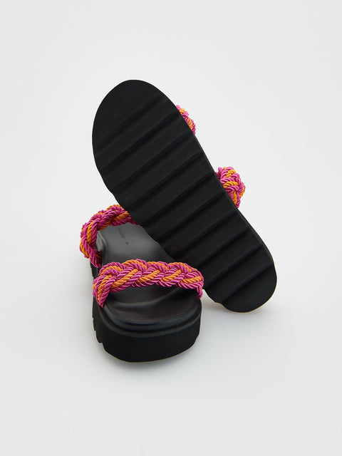 Reserved Women's Black High-Heeled Slipper With Woven Leaf | Reserved In Lebanon