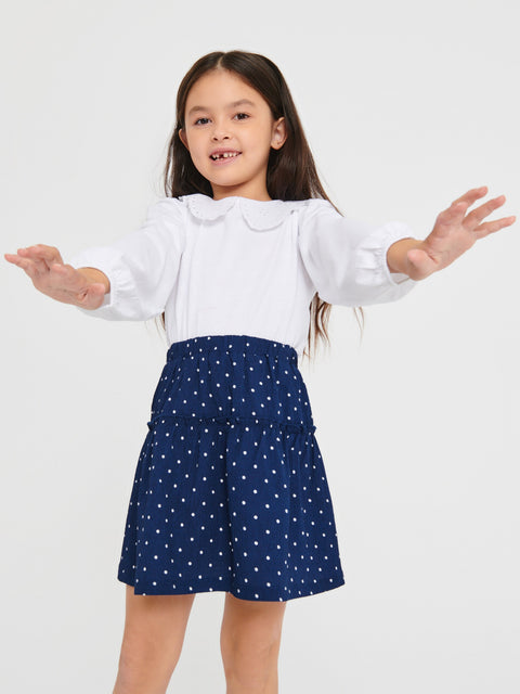 Sinsay Girl's Navy & White Polka Dot Pattern Skirt | Sinsay In Lebanon