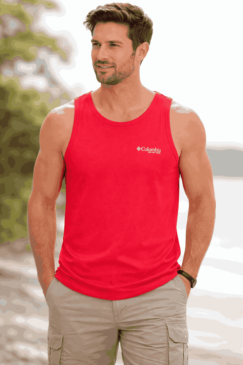 Columbia Men's Sunset Red PFG Flag Graphic Tank Top | Columbia In Lebanon