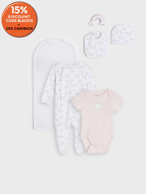 Sinsay Fox & Bunny Baby Girl's White & Baby Pink Set 5pcs | Sinsay In Lebanon