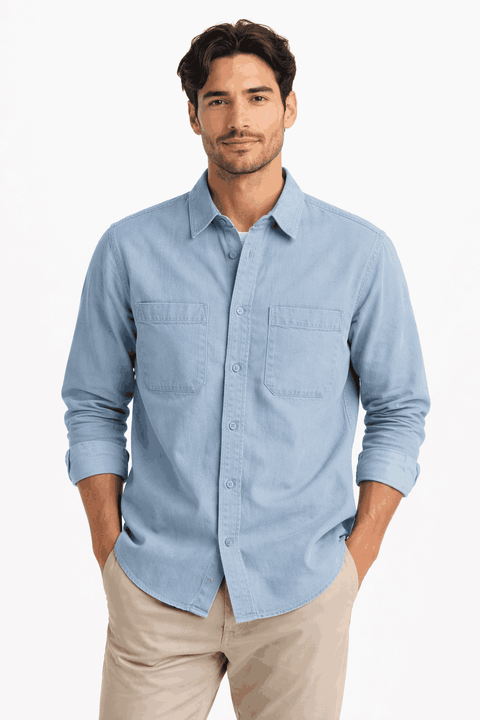 Celio Men's Blue Gray Slim fit Stretch Shirt | Celio in Lebanon
