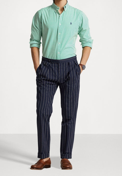 Polo Ralph Lauren Men's White & Green Classic-Fit Striped Stretch Poplin Shirt | Polo Ralph Lauren In Lebanon