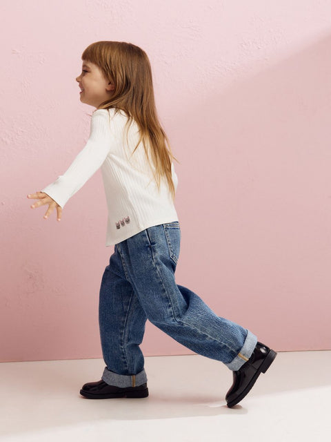 Reserved Girl's Black Faux Patent Leather Ankled Boots |Reserved In Lebanon